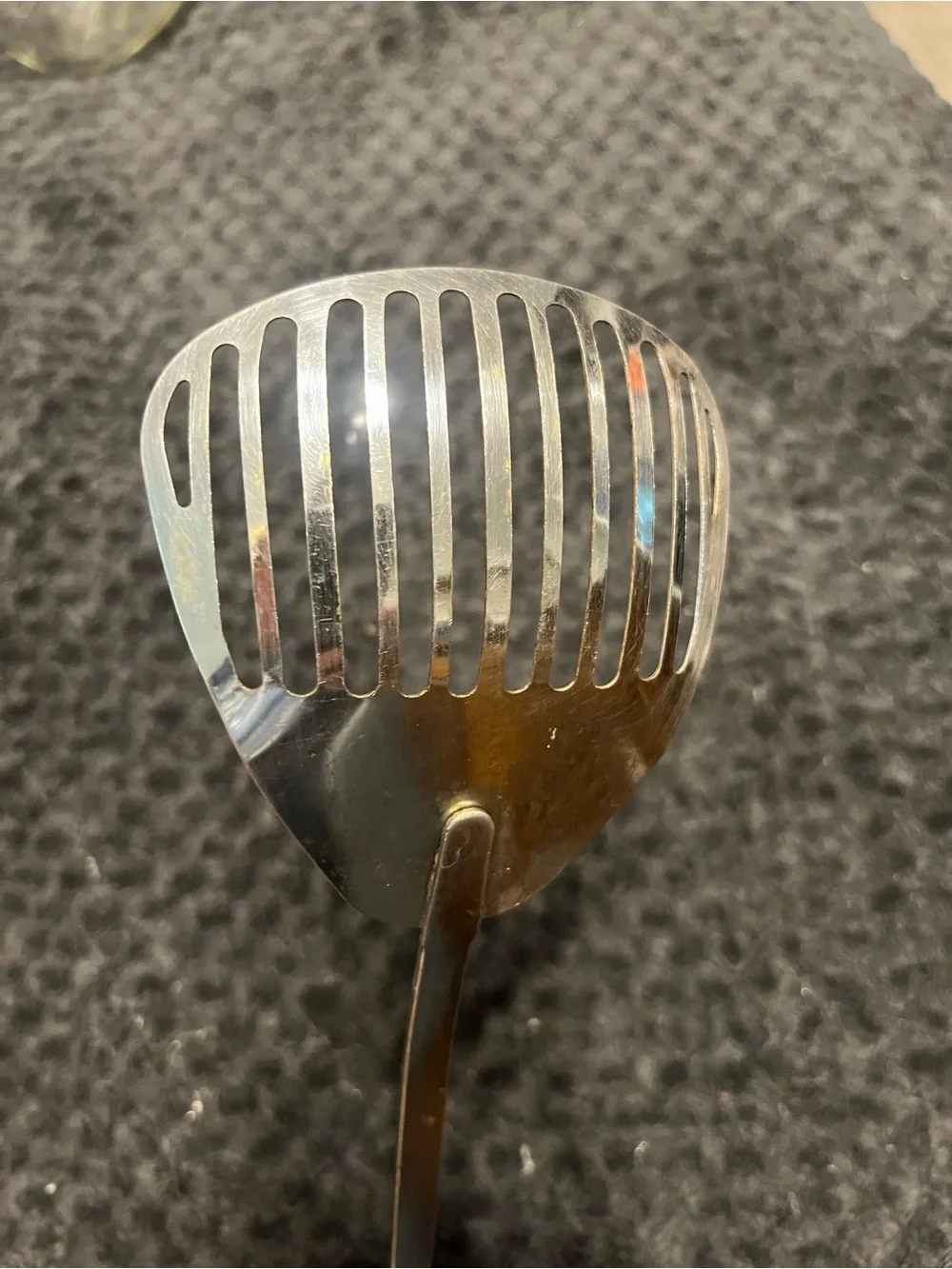 Ekco Kitchamajig Stainless Slotted Blender Whips Strainer Black Handle USA